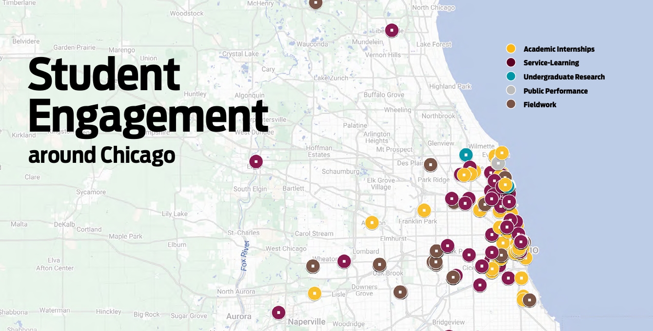 Map of Chicagoland with dots 